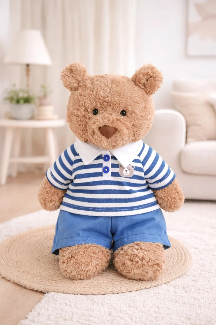 Bartholomew bear cute clothes outfits - Blue Striped Polo Set[BXYC-16-10IN]